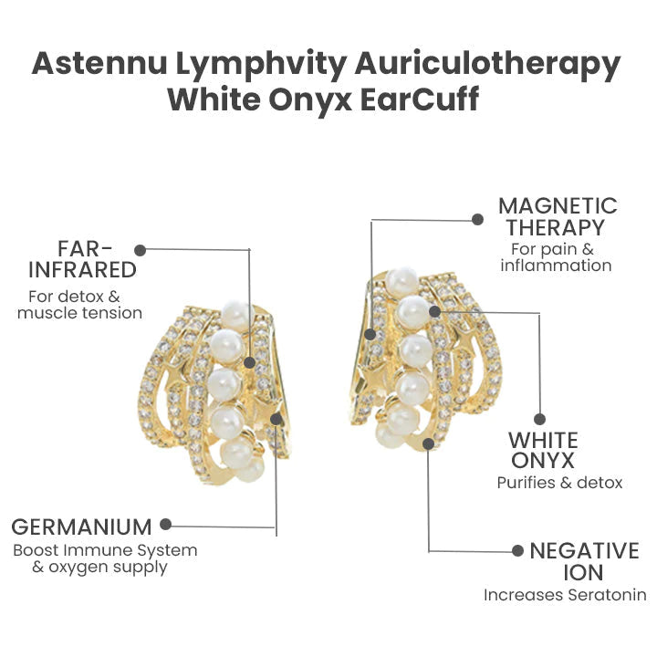 Astennu Lymphvity Auriculotherapy White Onyx EarCuff（Limited time discount 🔥 last day）