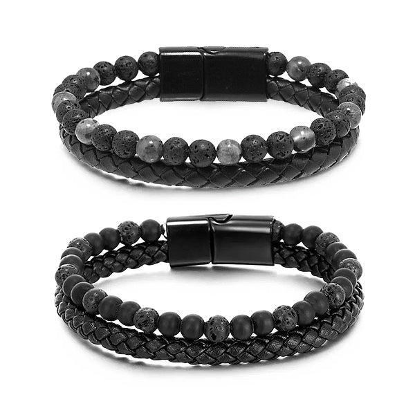 【Official Brand store】Natural Agate Stone Leather Beaded Bracelet（Limited time discount 🔥 last day）